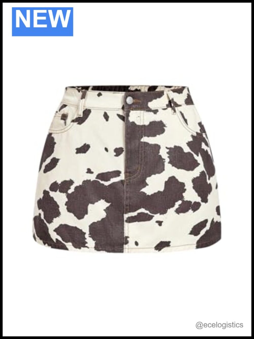 Women's Plus Size Mini Jean Skirt, Cow Print Western Denim